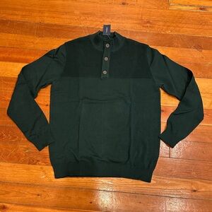Club Room Dark Green Button Mock Neck Sweater